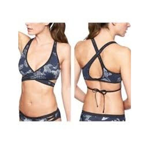 Athleta -Navy Fiore 2 Piece Bikini Swimsuit Wrap Top Full Bottoms-Women's Sz Med - Picture 1 of 8
